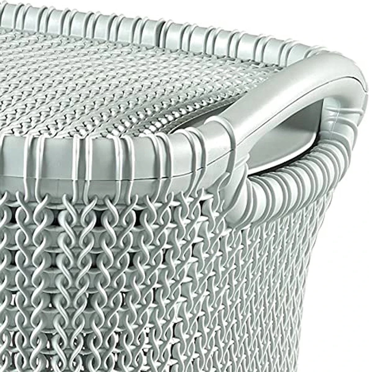 Curver Knit Wasmand Met Deksel - 57L - Misty Blue 6 Curver Knit Wasmand Met Deksel - 57L - Misty Blue - Afbeelding 6