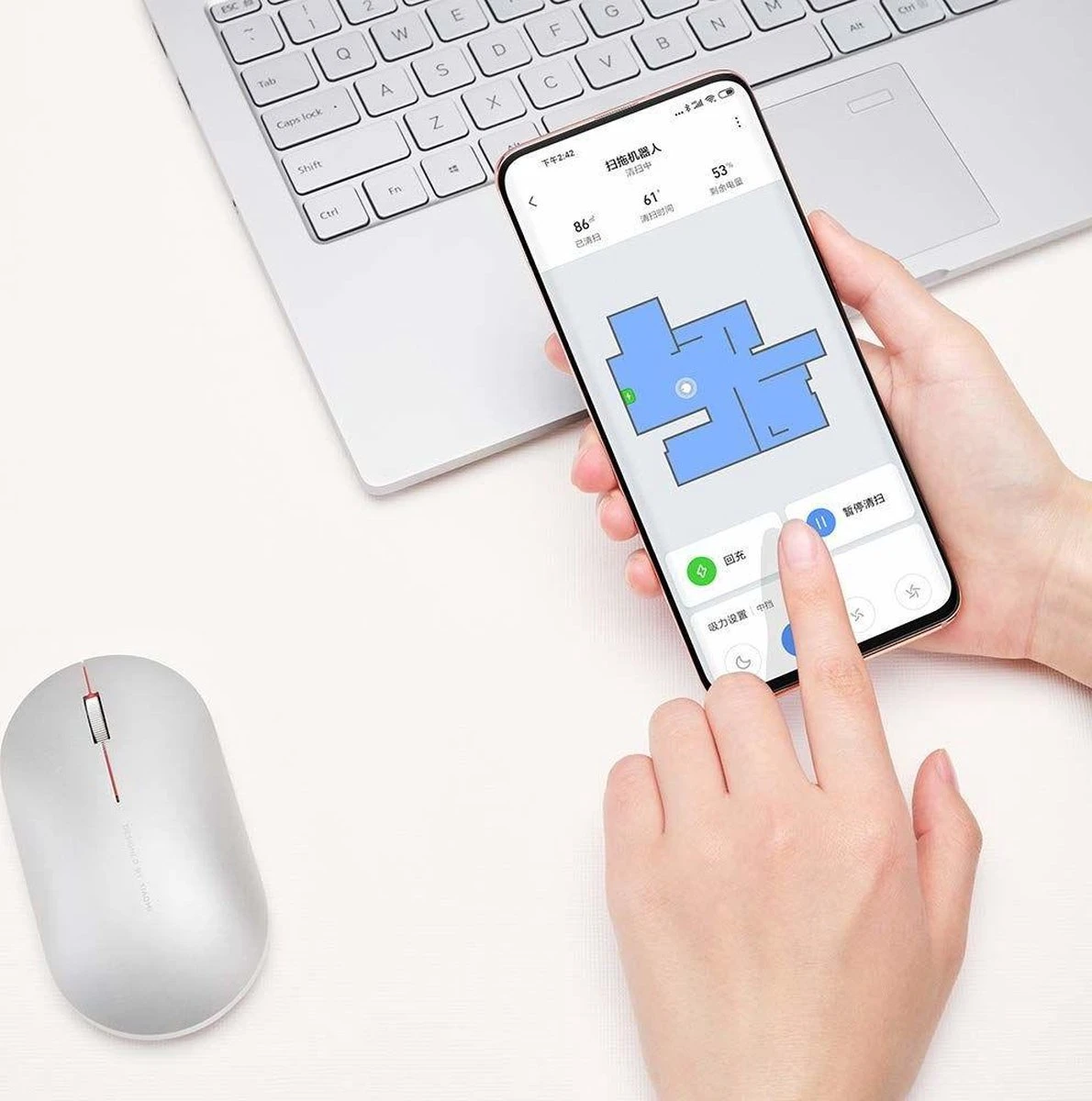 Xiaomi Mi Robot Vacuum-Mop Essential Robotstofzuiger Met Dweilfunctie - Zakloos - Wit 4 Xiaomi Mi Robot Vacuum-Mop Essential Robotstofzuiger Met Dweilfunctie - Zakloos - Wit - Afbeelding 4