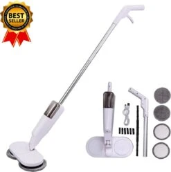 Elektrische Dweil - Elektrische Mop - Dweilapparaat - Elektrische Vloerreiniger - Draadloze Dweil - Incl. Batterijen - Wit/Zilver -