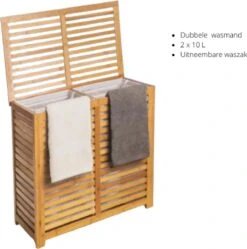 Merkloos Bamboe Wasmand XL Dubbel - Rieten Mand Met Deksel - 60 X 40 X 58 Cm -Leifheit Store 1192x1200 3