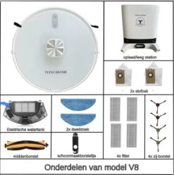 TONIHOMI® V8 - Robotstofzuiger Met Dweilfunctie - Automatisch Legen - Automatisch Opladen - LDS Laser Navigatie - Wit -Leifheit Store 1194x1200 8