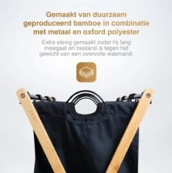 JASC Wasmand 3 Vakken - Wassorteerder - Wasmanden - Zwart - Bamboe - 128 Liter 17 JASC Wasmand 3 Vakken - Wassorteerder - Wasmanden - Zwart - Bamboe - 128 Liter -Leifheit Store 1195x1200 3