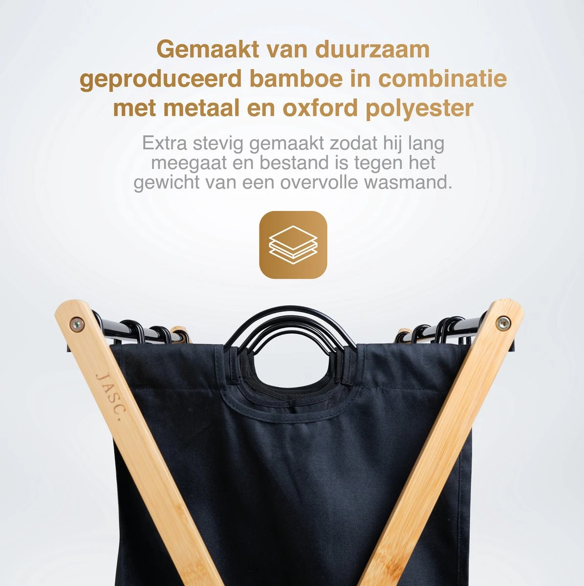 JASC Wasmand 3 Vakken - Wassorteerder - Wasmanden - Zwart - Bamboe - 128 Liter 7 JASC Wasmand 3 Vakken - Wassorteerder - Wasmanden - Zwart - Bamboe - 128 Liter - Afbeelding 7