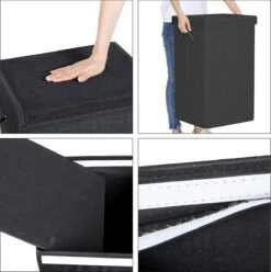 Opvouwbare Wasmand Met Deksel En Handvaten, 85L - Zwart 14 Opvouwbare Wasmand Met Deksel En Handvaten, 85L - Zwart -Leifheit Store 1197x1200 3