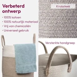 Gadgy Wasmand Katoen - Opbergmand 52 Ltr - Mand Rond Met Handvaten - Wasbox Opvouwbaar - Speelgoedmand -Leifheit Store 1198x1200 7