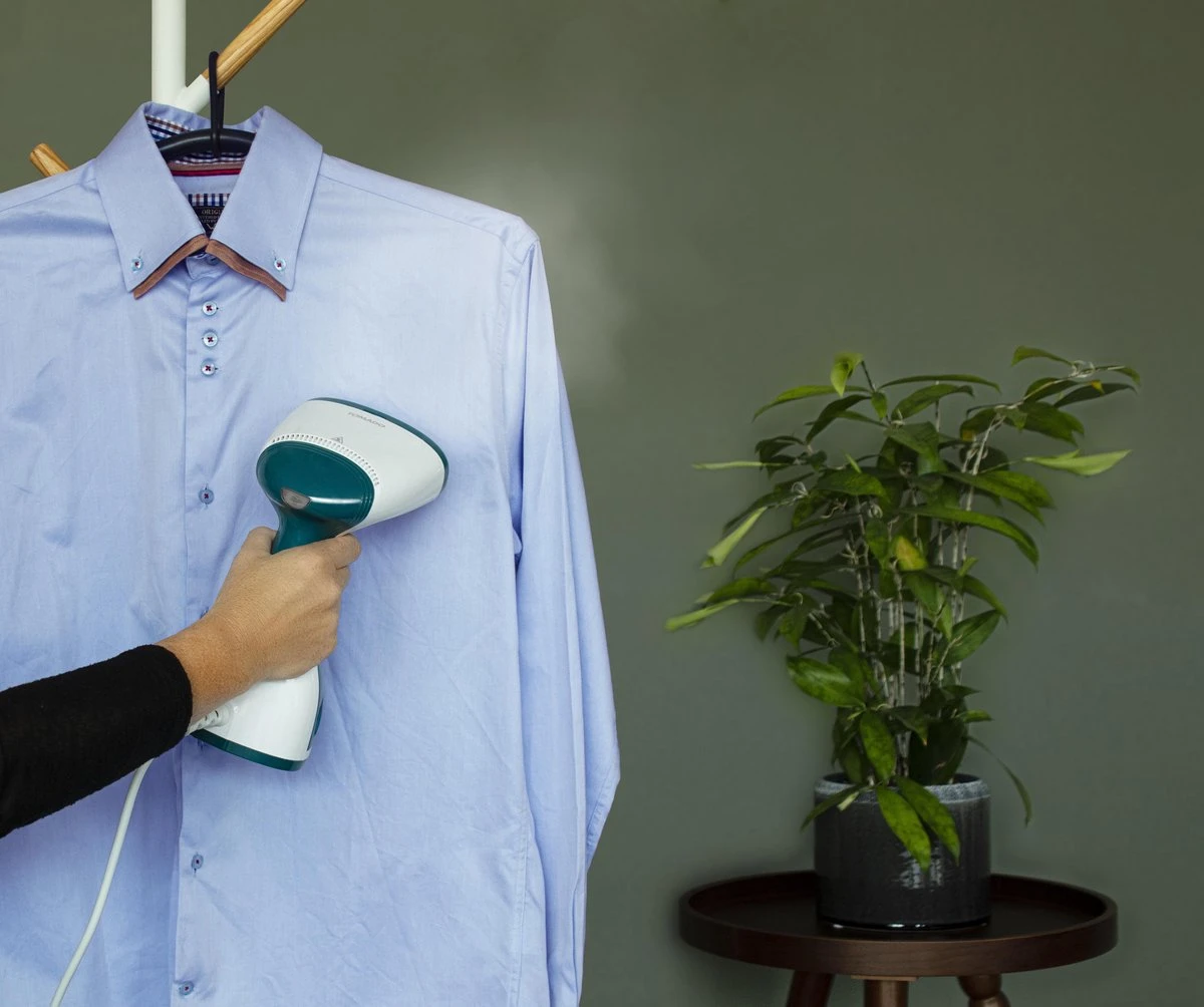 Tomado TSH1201W - Kledingstomer - 1200 Watt - RVS Zool - Wit/turquoise 2 Tomado TSH1201W - Kledingstomer - 1200 Watt - RVS Zool - Wit/turquoise - Afbeelding 2