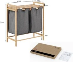 ACAZA Wasmand - Wassorteerder Met 2 Uitschuifbare Waszakken - Stof / Bamboe - Grijs -Leifheit Store 1200x1021 1