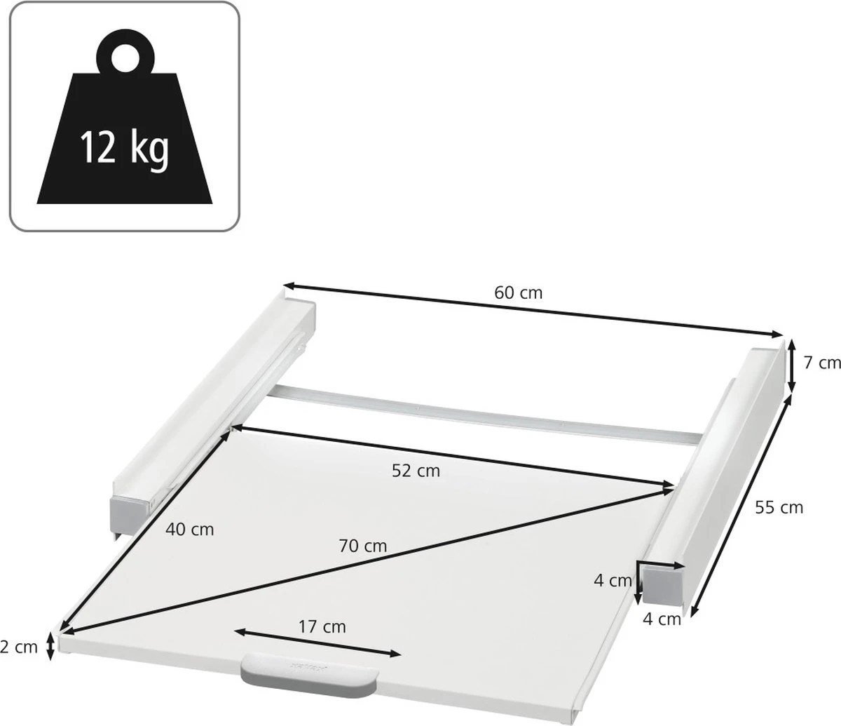 Xavax Uittrekbaar Werkblad Tussen Was- En Droogmachine 8 Xavax Uittrekbaar Werkblad Tussen Was- En Droogmachine - Afbeelding 8