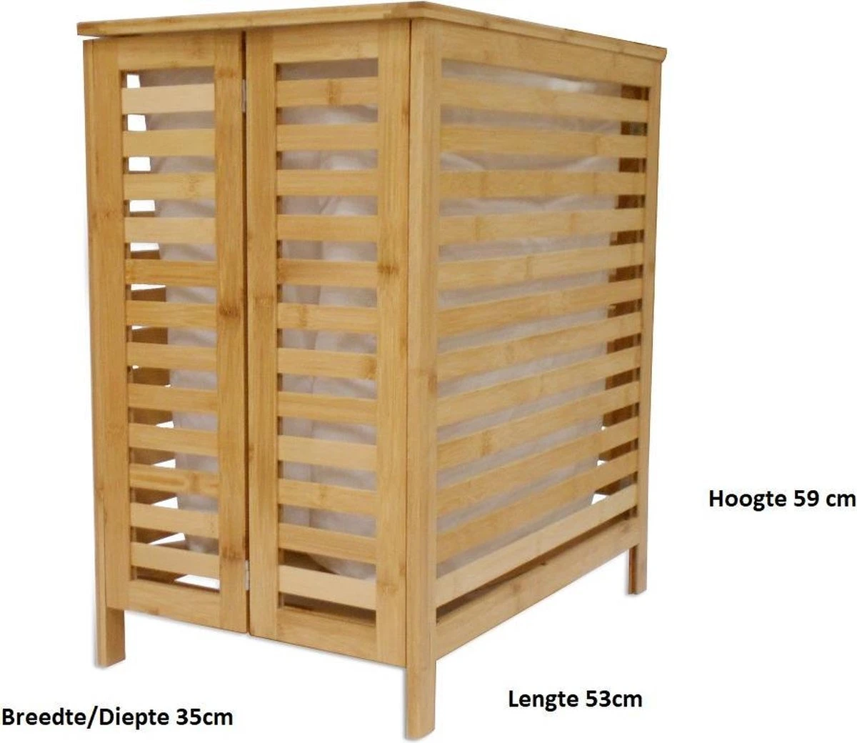 HUISSON Wasmand Met Deksel Bamboe Uitneembare Waszak Wasmanden Met Deksel 75 Ltr. 2 HUISSON Wasmand Met Deksel Bamboe Uitneembare Waszak Wasmanden Met Deksel 75 Ltr. - Afbeelding 2