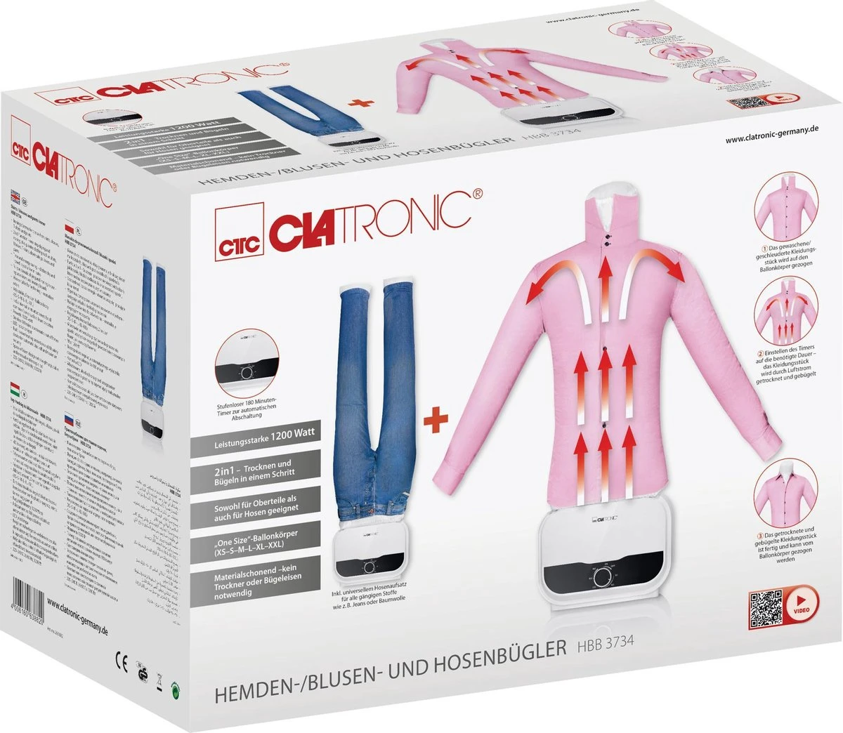 Clatronic HBB 3734 -Hemden-/blouse- En Broekstrijksysteem - Drogen En Strijken In één Stap 6 Clatronic HBB 3734 -Hemden-/blouse- En Broekstrijksysteem - Drogen En Strijken In één Stap - Afbeelding 6