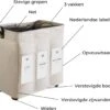 Wasmand 3 Vakken - Hotel Wassorteerder - NL Opdruk & Wielen - Opvouwbaar - Hotel - 100 Liter