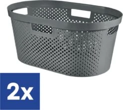 Curver Infinity Recycled Dots Wasmand - 40L - 2 Stuks - Donkergrijs