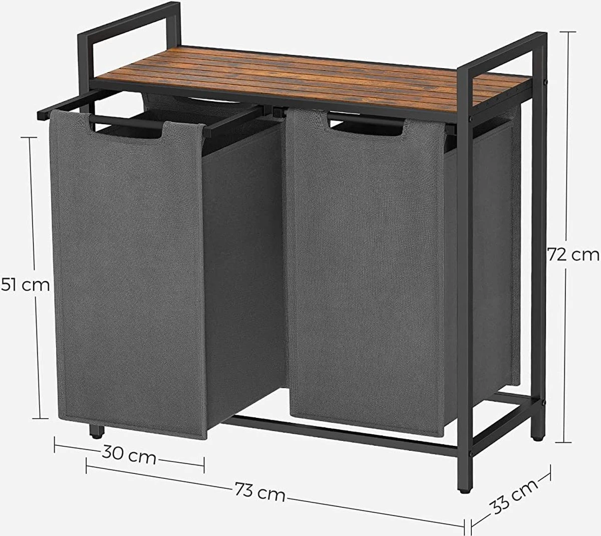 Merkloos Wasmand - Wasverzamelaar - 2 Vakken - Met Plank - Wassorteerbak - Metalen Frame, 2 Uitneembare Vakken Van Oxford Stof - Met Klittenbandsluiting - Vintage Bruin-Grijs 2 Merkloos Wasmand - Wasverzamelaar - 2 Vakken - Met Plank - Wassorteerbak - Metalen Frame, 2 Uitneembare Vakken Van Oxford Stof - Met Klittenbandsluiting - Vintage Bruin-Grijs - Afbeelding 2