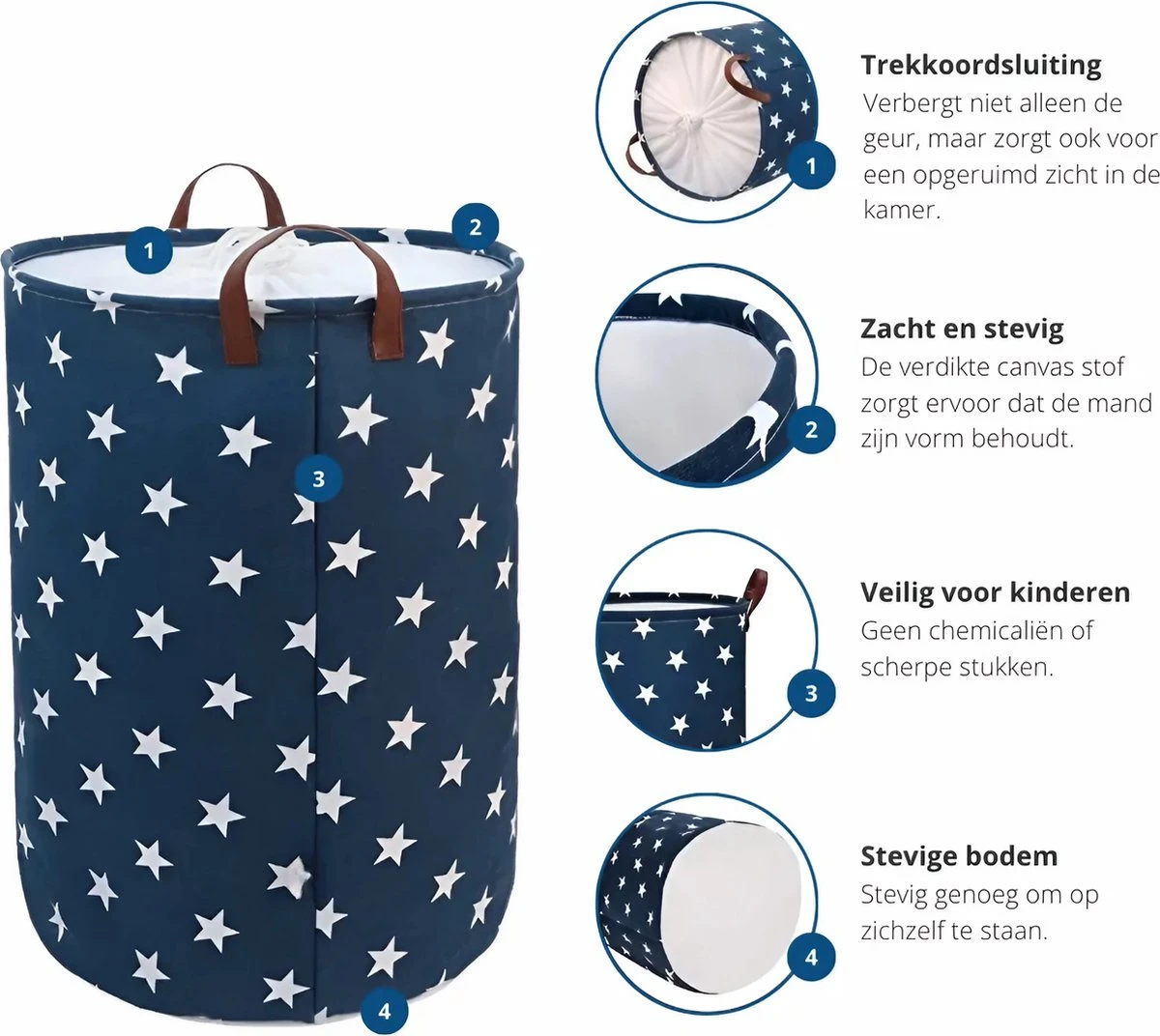 MAESON Wasmand Met Deksel - Opvouwbaar - Waterdicht - 72 L - Opbergmand Kinderkamer - Blauw 6 MAESON Wasmand Met Deksel - Opvouwbaar - Waterdicht - 72 L - Opbergmand Kinderkamer - Blauw - Afbeelding 6