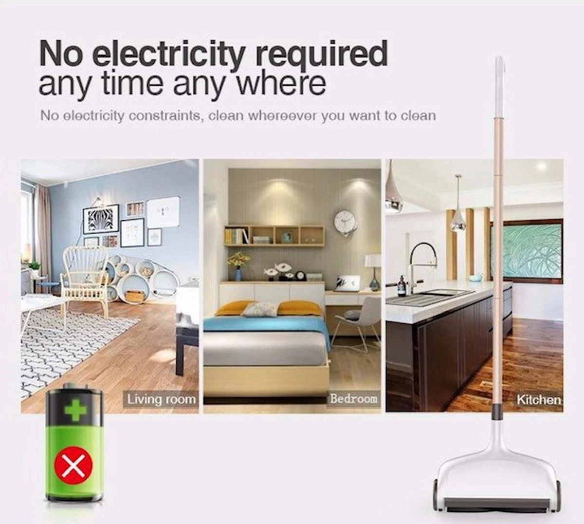 Merkloos Veegmachine- Kruimeldief- Snoerloos Met Steel- Zonder Zak- Dweil - Vloer Stofzuigen En Dweilen 4 Merkloos Veegmachine- Kruimeldief- Snoerloos Met Steel- Zonder Zak- Dweil - Vloer Stofzuigen En Dweilen - Afbeelding 4