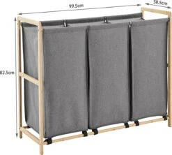 ACAZA Grote Wassorteerder Met 3 Vakken - XL Wasmand - Stof / Bamboe - Grijs 7 ACAZA Grote Wassorteerder Met 3 Vakken - XL Wasmand - Stof / Bamboe - Grijs -Leifheit Store 1200x1078 5