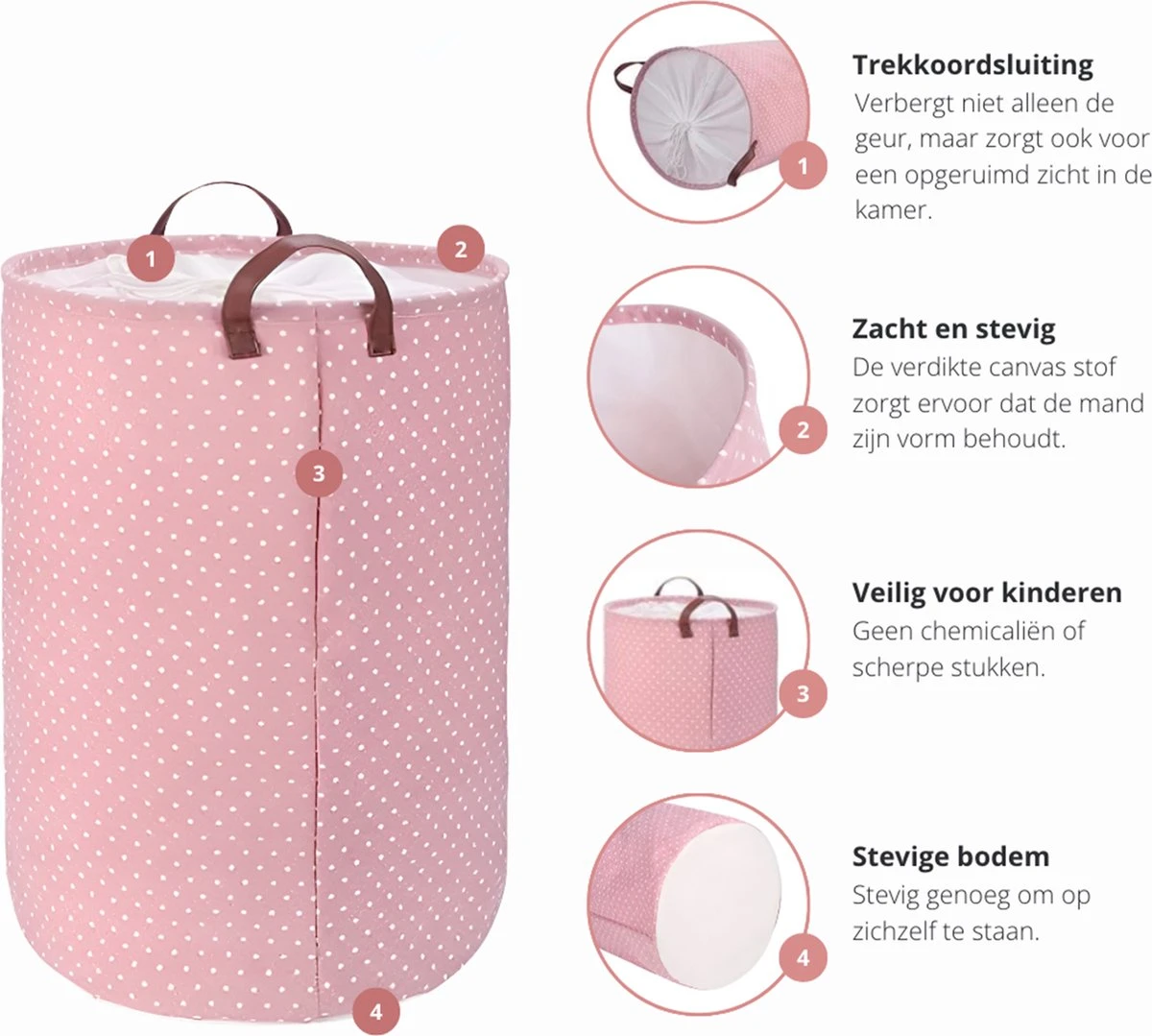 MAESON Wasmand Met Deksel - Opvouwbaar - Waterdicht - 72 L - Opbergmand Kinderkamer - Roze 6 MAESON Wasmand Met Deksel - Opvouwbaar - Waterdicht - 72 L - Opbergmand Kinderkamer - Roze - Afbeelding 6