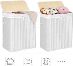 IBella Living - Wasmand Met 2 Vakken - Bamboe Wassorteerder - 100 Liter Wit 13 IBella Living - Wasmand Met 2 Vakken - Bamboe Wassorteerder - 100 Liter Wit -Leifheit Store 1200x1090