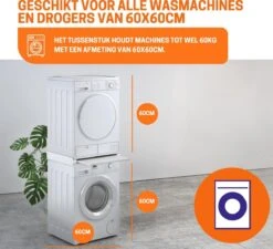 SWT Tussenstuk Wasmachine Droger - Stapelkit Universeel - Uitschuifbare Lade - Extra Sterk -Leifheit Store 1200x1094 7