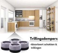 Luxe Trillingsdempers Wasmachine – Set Van 4 Stuks – Grijs - Extra Dik - Voetjes Wasmachine & Droger - Wasmachine Demper – Anti Trillings / Vibratie Dempers Pads – Antislip Rubber – Trillingsmat – Antislipmat - Schokdempers Wasmachine -Leifheit Store 1200x1098 7