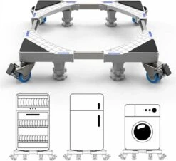 Olvy Wasmachine Verhoger Met Wielen - Tot 500 KG - Schokbestendig - Opbouwmeubel - Ook Voor Droger, Koelkast, Vaatwasser En Vriezer