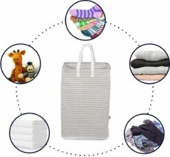 Wonair - Wasmand - Opberger - Organizer - Wastas - Opvouwbaar - Met Hengsel - Grijs - 72L -Leifheit Store 1200x1109