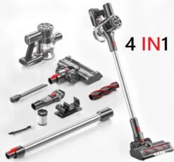 Steelstofzuiger Draadloos 200Watt Met 4 Verschillende Opzetstukken - Zakloos - Hepa Filter - Handstofzuiger - Kruimeldief