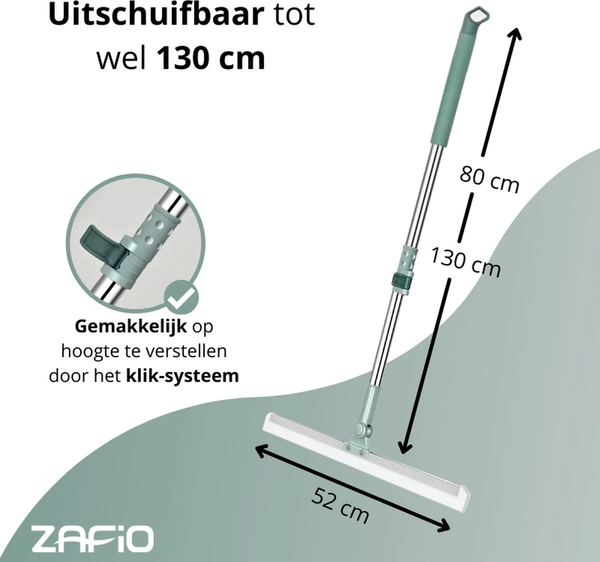 Zafio Vloertrekker Met Steel Vloerwisser Watertrekker Badkamer Douche - 80 / 130 Cm - Uitschuifbaar 4 Zafio Vloertrekker Met Steel Vloerwisser Watertrekker Badkamer Douche - 80 / 130 Cm - Uitschuifbaar - Afbeelding 4
