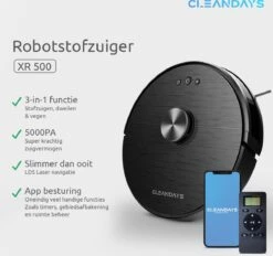CleanDays XR500 LiDAR Robotstofzuiger Met Y-shape Dweilfunctie - Met Laadstation - Scant De Gehele Ruimte - Grote Zuigkracht 6500PA - Geschikt Voor Huisdieren -Leifheit Store 1200x1125 10