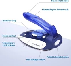 Aigostar Lucas 31PYF - Stoomstrijkijzer Travel/Reisstrijkijzer - 1100W - Paars/Wit -Leifheit Store 1200x1126 6