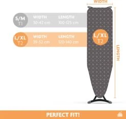 Laundryspecialist 3 Laagse COMFORT Strijkplankhoes - Optimaal Strijkcomfort En Stoomdoorlatend - Maat L/XL Voor Een Breedte Van 39 Tot 53 Cm En Een Lengte Van 120 Tot 141 Cm -Leifheit Store 1200x1127 8