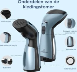 Luxe Kledingstomer - Handstomer - Handstoomreiniger - Stoomstrijkijzer - Stomer Kleding - Voor Op Reis - Blauw -Leifheit Store 1200x1129 13