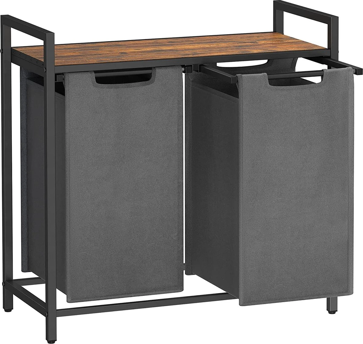 Merkloos Wasmand - Wasverzamelaar - 2 Vakken - Met Plank - Wassorteerbak - Metalen Frame, 2 Uitneembare Vakken Van Oxford Stof - Met Klittenbandsluiting - Vintage Bruin-Grijs 1 Merkloos Wasmand - Wasverzamelaar - 2 Vakken - Met Plank - Wassorteerbak - Metalen Frame, 2 Uitneembare Vakken Van Oxford Stof - Met Klittenbandsluiting - Vintage Bruin-Grijs