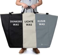 Casa & Vita Wasmand 3 Vakken - Wassorteerder - Wasbox - Laundry Basket - Organizer Kleding - Driedubbele Wasmand - 90L -Leifheit Store 1200x1138