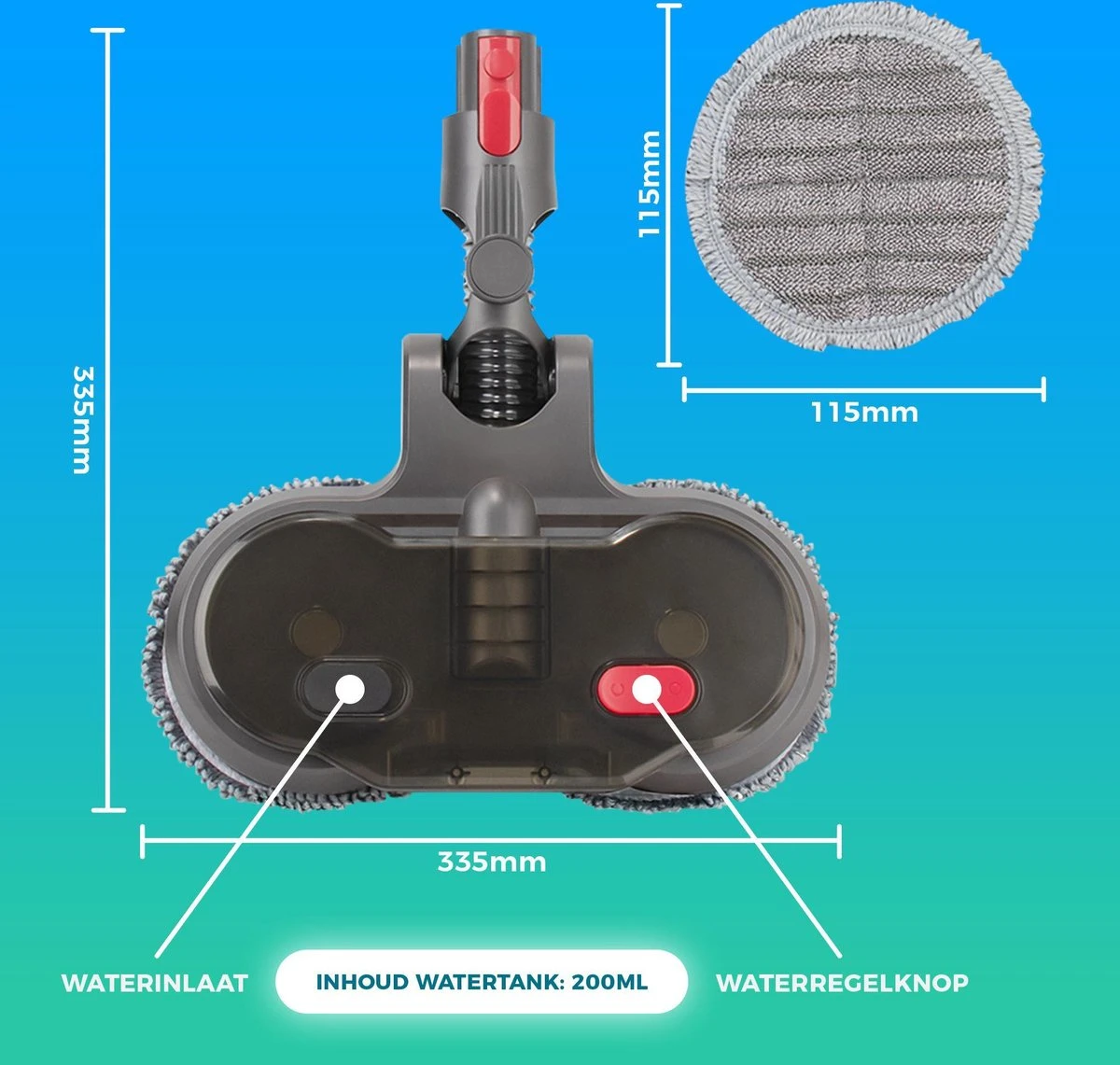 Elektrische Mop Dweil Voor Dyson Steelstofzuiger - Dweilsysteem Voor V7 / V8 / V10 / V11 Series - Vloerwisser - Vloermop 7 Elektrische Mop Dweil Voor Dyson Steelstofzuiger - Dweilsysteem Voor V7 / V8 / V10 / V11 Series - Vloerwisser - Vloermop - Afbeelding 7