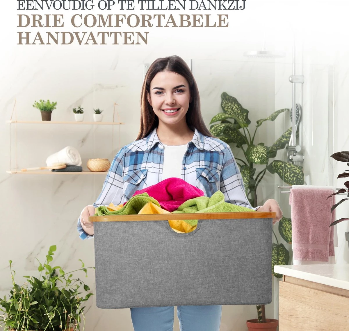 MIRI Opvouwbare Wasmand – Heupwasmand – Wasmanden – Opbergmand – Wasbox – 45L – Bamboe – Laundry Basket 5 MIRI Opvouwbare Wasmand – Heupwasmand – Wasmanden – Opbergmand – Wasbox – 45L – Bamboe – Laundry Basket - Afbeelding 5