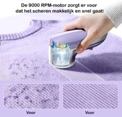 Qtronic Elektrische Pluizenverwijderaar - Ontpluizer/Pluizentondeuse - Draadloos - Extra Opzetstuk - Paars -Leifheit Store 1200x1147 8
