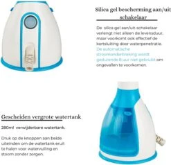 Thuys Handstomer - Stoomapparaat Kleding - Warmt Snel Op - Kledingstomer Voor Kleding, Gordijnen En Vloeren - 2 Gratis Opzetstukken - Blauw - 280 Ml - 1500W -Leifheit Store 1200x1155 12