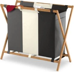 Noswo Wasmand Met 3 Vakken - Wassorteerder - Opvouwbaar - Wasbox - 143L - Bamboe