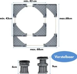W&Z® Wasmachine Verhoger Met 4 Wielen -Wasmachine Opbouwmeubel Ombouwmeubel-Grijs -Leifheit Store 1200x1161 10