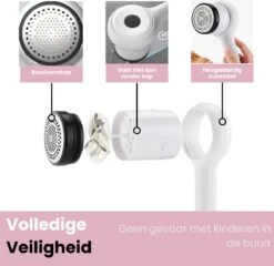 Bolide Oplaadbare Pluizenverwijderaar - Pluizentondeuse - Elektrische Kledingontpluizer Met Antistatische Pluizenborstel - Lintremover - Oplaadbaar - Pluizendief Wit -Leifheit Store 1200x1168 13