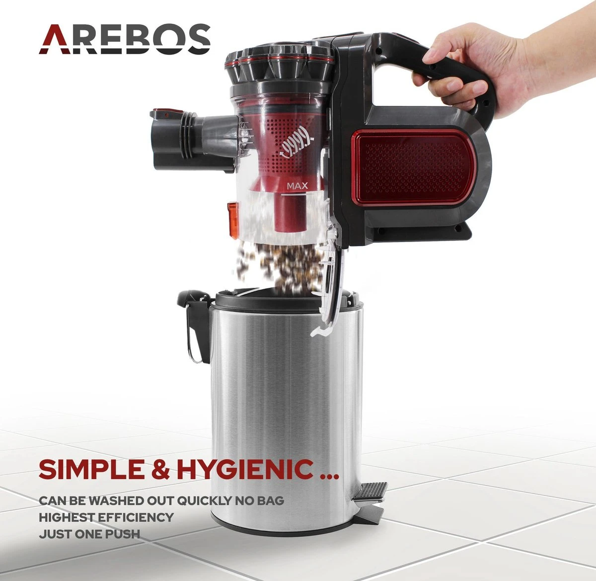 AREBOS Draagbare Accustofzuiger 2in1 Accustofzuiger Zakloos Draadloos Wandlader 2 AREBOS Draagbare Accustofzuiger 2in1 Accustofzuiger Zakloos Draadloos Wandlader - Afbeelding 2