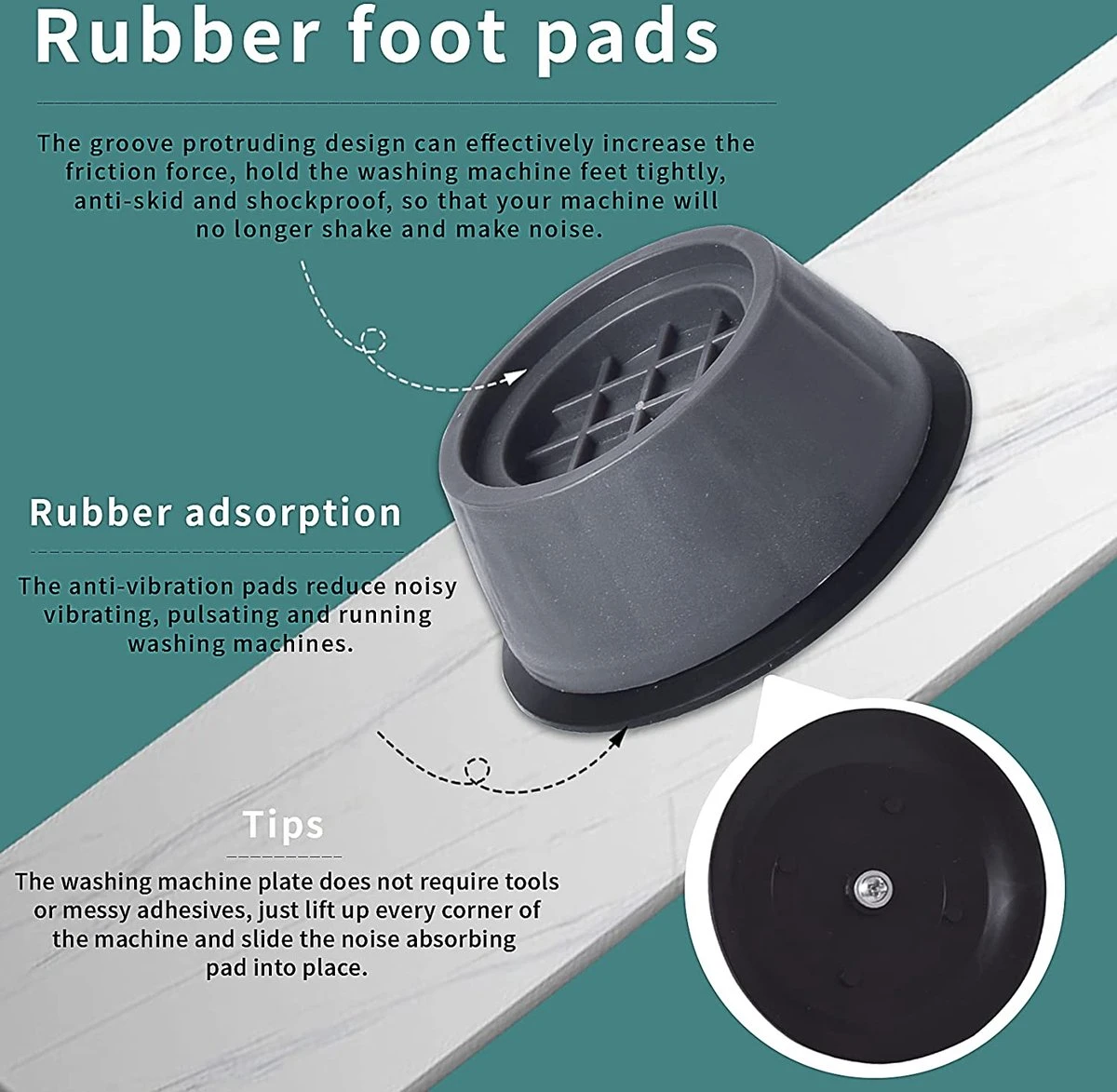 Doodadeals® Basic Wasmachine Dempers - 4 Stuks - Wasmachine Verhoger - Anti-trillingsmat Wasmachine - Meubelverhoger - Trilmat Wasmachine 3 Doodadeals® Basic Wasmachine Dempers - 4 Stuks - Wasmachine Verhoger - Anti-trillingsmat Wasmachine - Meubelverhoger - Trilmat Wasmachine - Afbeelding 3