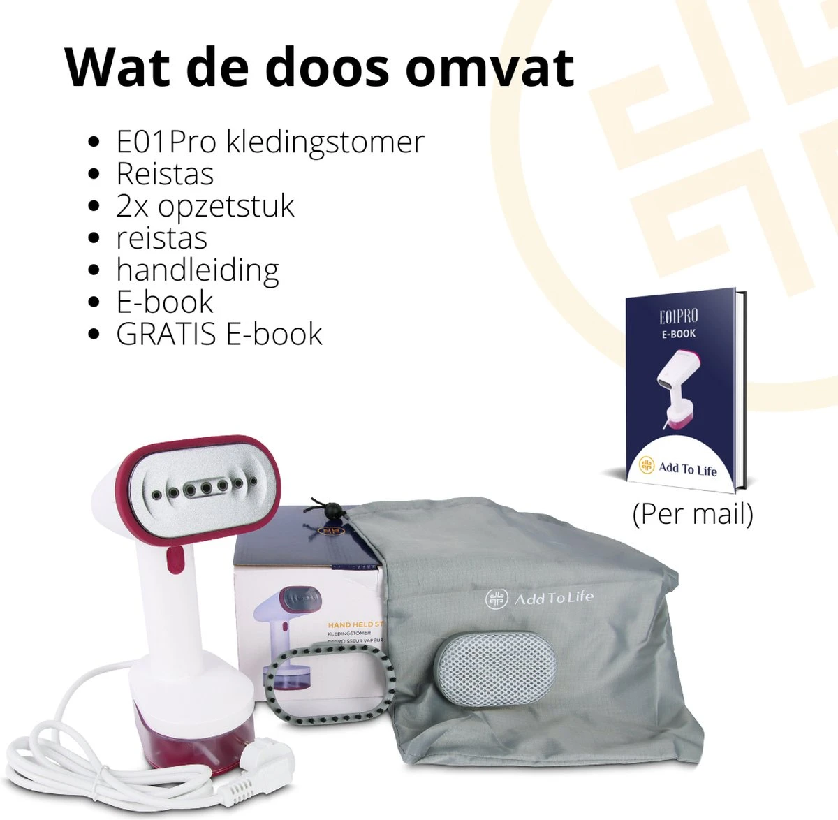 Add To Life E01Pro Kledingstomer – Stoomapparaat Kleding - Steamer – Stomer Kleding - Handstomer – Handstoomreiniger – Ingebouwd Reinigingssysteem - Inclusief Water Beschermende Reistas 11 Add To Life E01Pro Kledingstomer – Stoomapparaat Kleding - Steamer – Stomer Kleding - Handstomer – Handstoomreiniger – Ingebouwd Reinigingssysteem - Inclusief Water Beschermende Reistas - Afbeelding 11