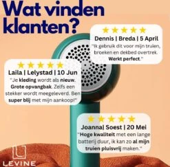 Levine Pluizenverwijderaar - Pluizentondeuse - Ontpluizer - Premium Lint Remover - Elektrisch - Oplaadbaar - Inclusief Oplader -Leifheit Store 1200x1179 11