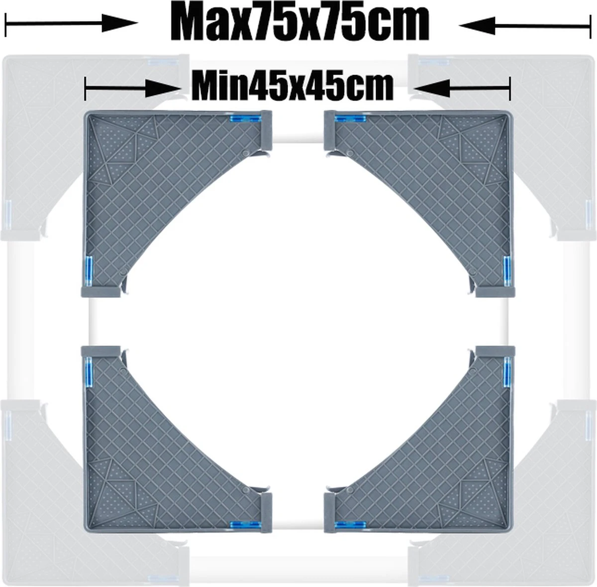 VanDijck Wasmachine Verhoger Op Wielen - Verhoging Voor Wasmachine - Verstelbaar -Meubelroller – Meubelverplaatser – Met 4 Wielen- Max 350kg - Wit 10 VanDijck Wasmachine Verhoger Op Wielen - Verhoging Voor Wasmachine - Verstelbaar -Meubelroller – Meubelverplaatser – Met 4 Wielen- Max 350kg - Wit - Afbeelding 10