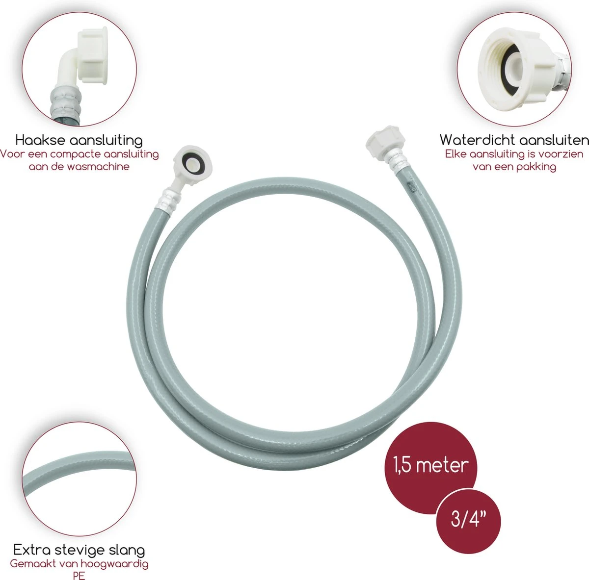 Fyveli Wasmachine Toevoerslang - 1,5 Meter - 3/4" Aansluiting 3 Fyveli Wasmachine Toevoerslang - 1,5 Meter - 3/4" Aansluiting - Afbeelding 3
