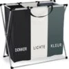 Wasmand 3 Vakken 90L - Opvouwbare Wassorteerder Met NL Opdruk - Aluminium Frame -