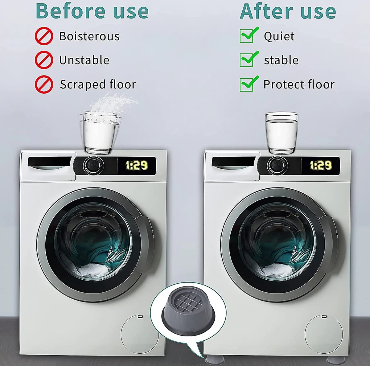 Doodadeals® Basic Wasmachine Dempers - 4 Stuks - Wasmachine Verhoger - Anti-trillingsmat Wasmachine - Meubelverhoger - Trilmat Wasmachine 6 Doodadeals® Basic Wasmachine Dempers - 4 Stuks - Wasmachine Verhoger - Anti-trillingsmat Wasmachine - Meubelverhoger - Trilmat Wasmachine - Afbeelding 6