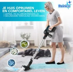 Reinico® - Stofzuiger - Vacuum Cleaner -12Kpa Krachtige Zuigstokstofzuiger - 6 In 1 Snoerloze Steelstofzuiger - 2200mAh Batterij - 440*330*190mm - Handheld - Zwart - EU-stekker -Leifheit Store 1200x1190 8